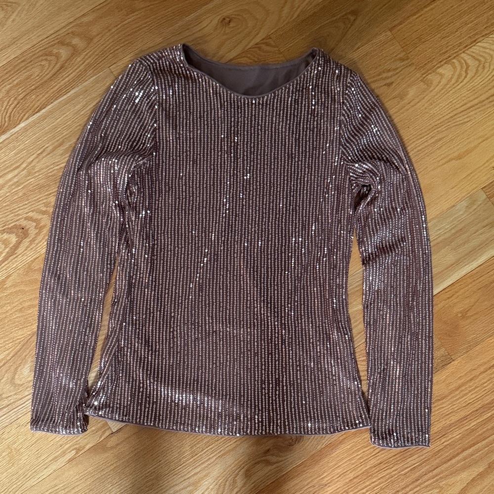 Amazon Sequin Long Sleeve Top - Brown